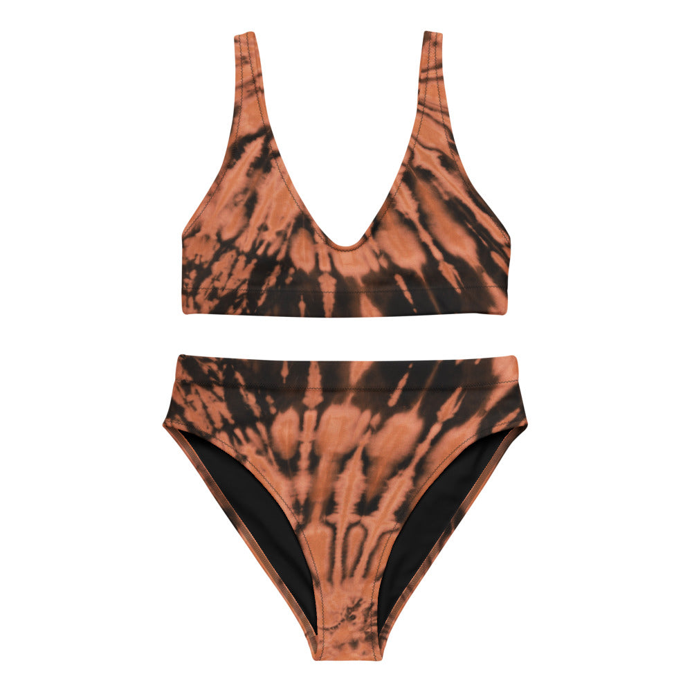 "Run Wild" Tie Dye Design Recycled high-waisted bikini