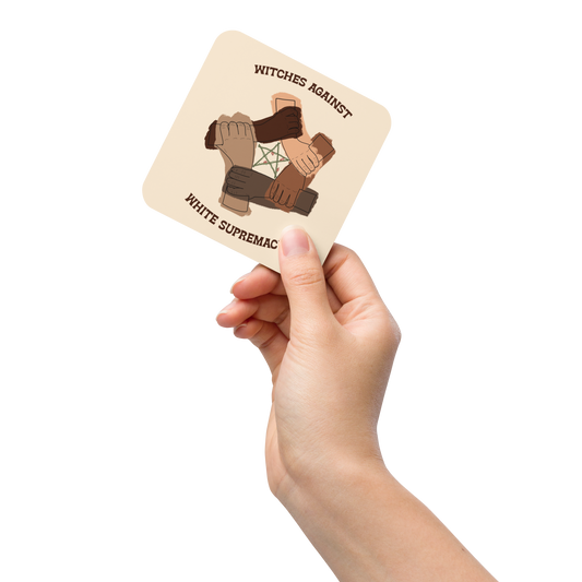 "Witches Against White Supremacy" Cork-back coaster