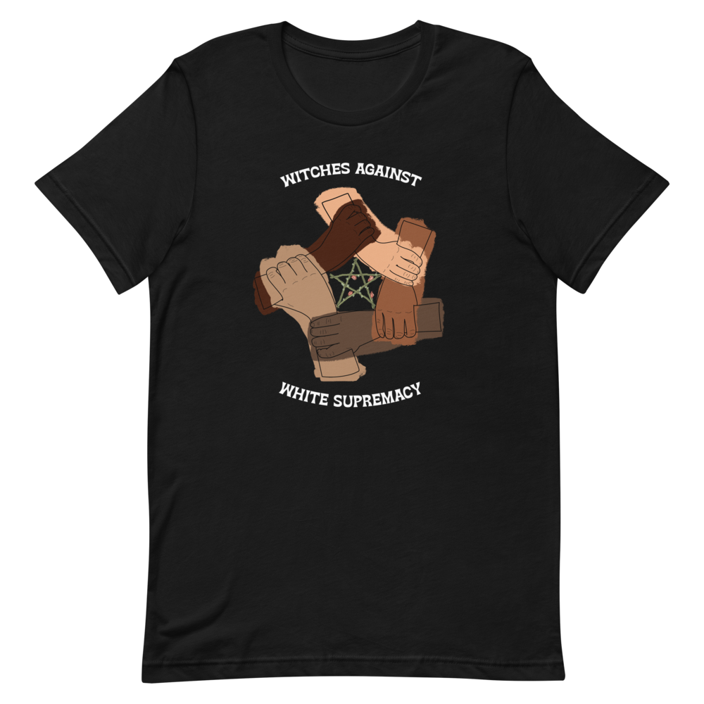 "Witches Against White Supremacy" Black Unisex T-Shirt (Print On Demand)